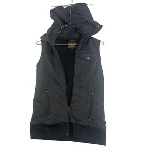 Burton Dryride Hooded Vest Womens Small Charcoal Gray Black Full Zip Gorpcore